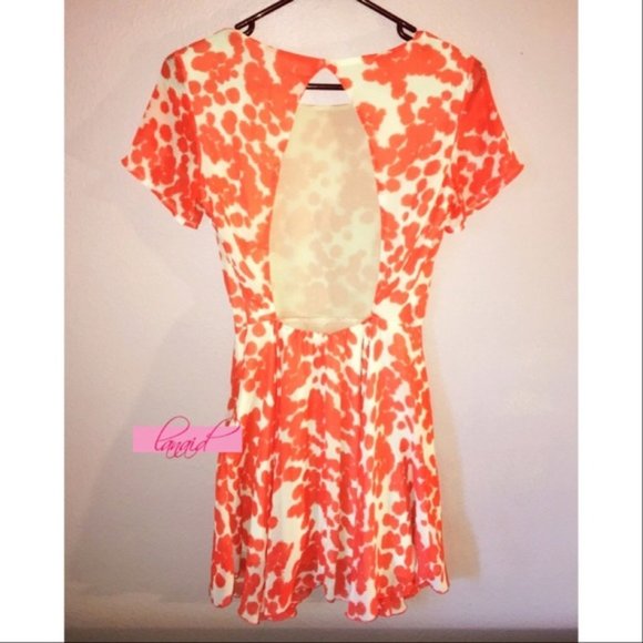 LF Open Back Cut-Out Cutout Backless Fit & Flare Skater Scuba Chiffon Mini Dress - Picture 3 of 5